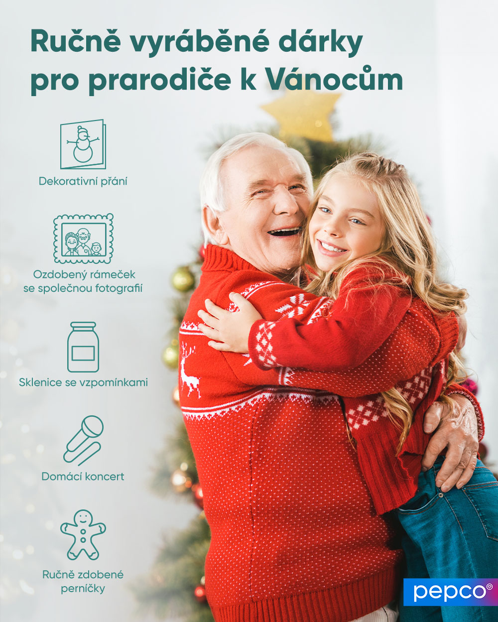 Infografika Pepco Ručně vyráběné dárky pro prarodiče k Vánocům.