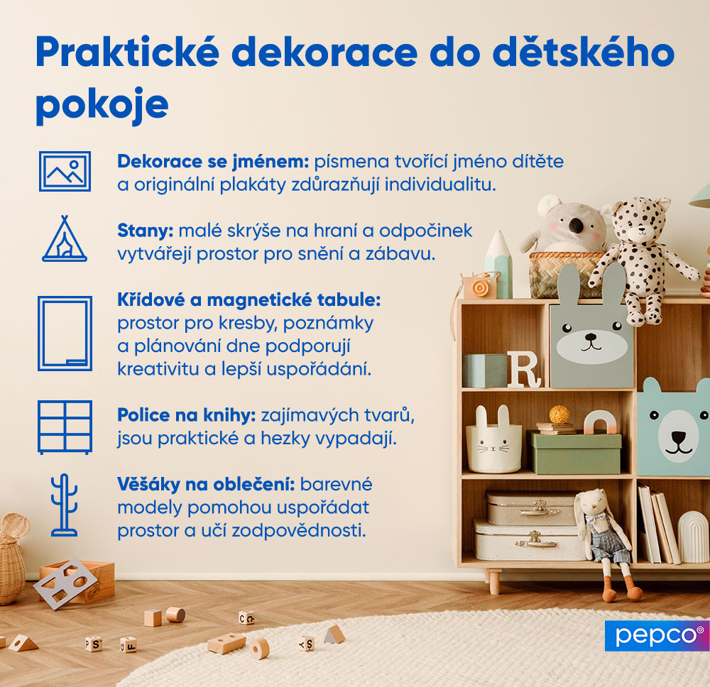 Infografika Pepco o výzdobě dětského pokoje