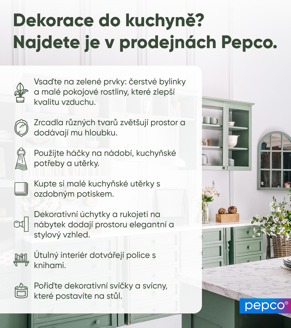 Infografika společnosti Pepco o výzdobě do kuchyně