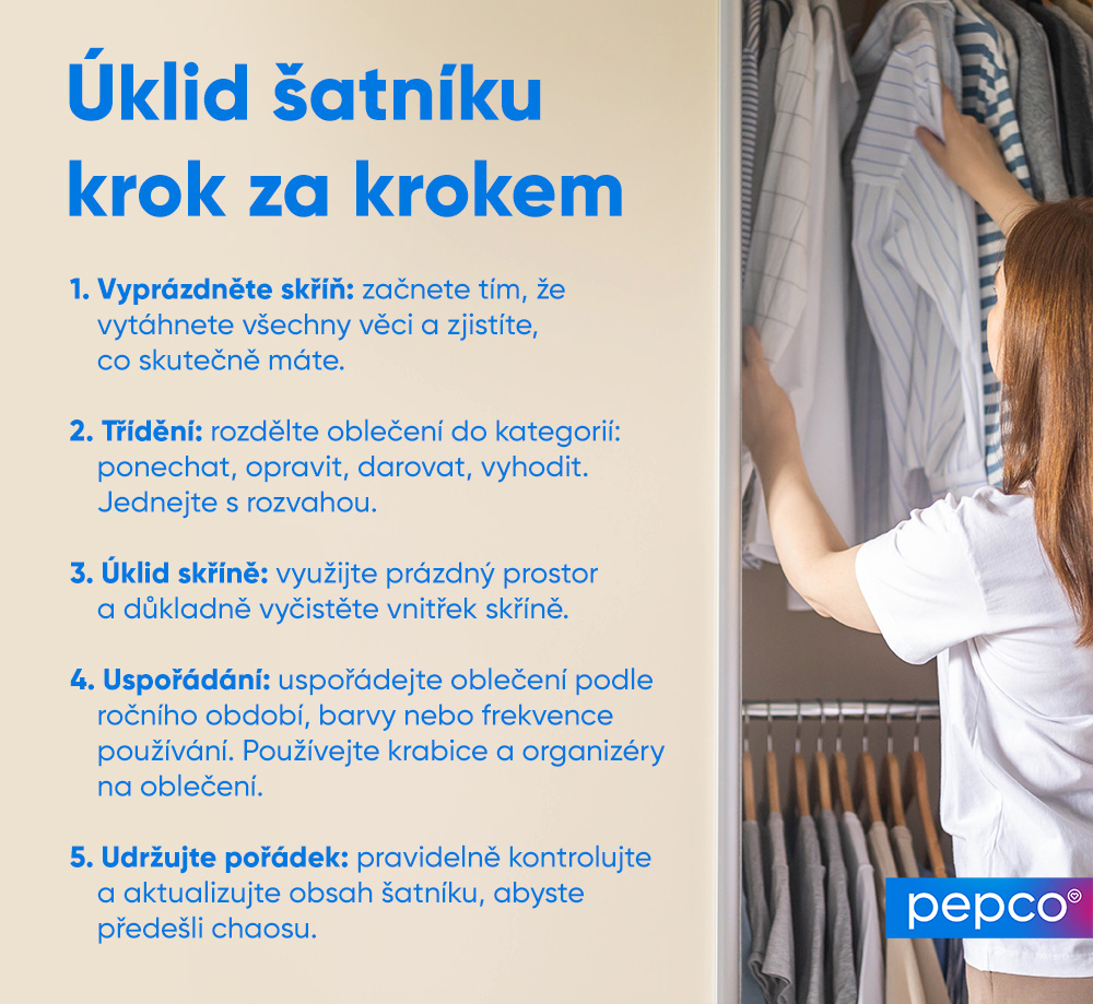 Infografika Pepco o úklidu šatníku