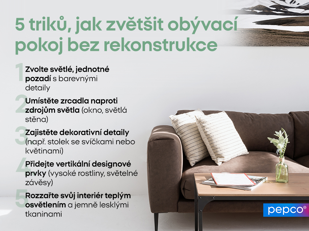 5 triků, jak zvětšit obývací pokoj bez rekonstrukce